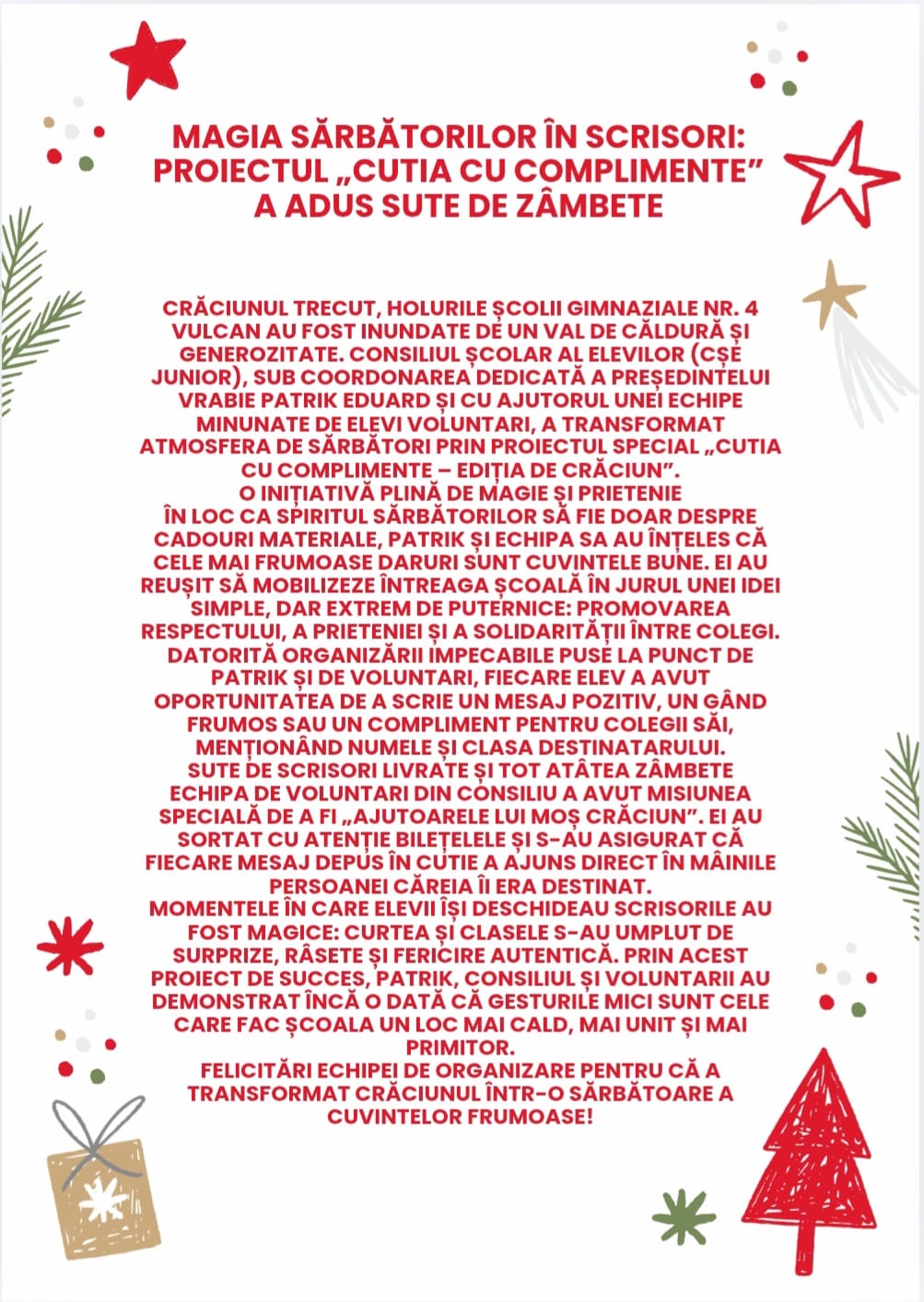Cutia Complimentelor de Crăciun
